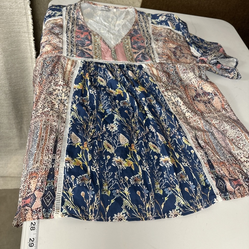 Misslook Women's XXL Boho Hippie Cottagecore Floral Faux Patchwork Print Fairy - Picture 11 of 12